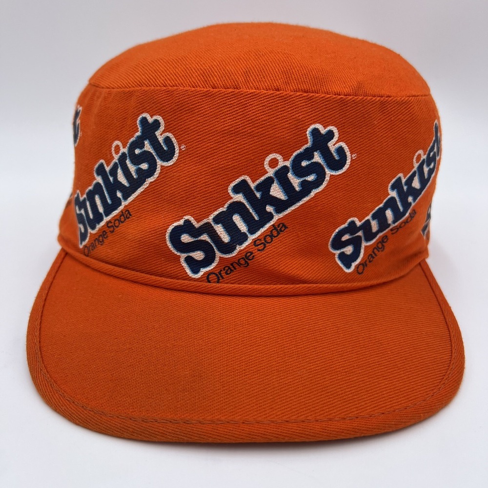 Vtg Sunkist Orange Soda Pop Pillbox Hat Painters By Crowd Cap Adjustable SPOTS